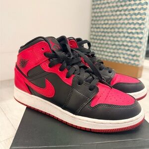 Jordan Kids Black and Red High-Top Sneakers